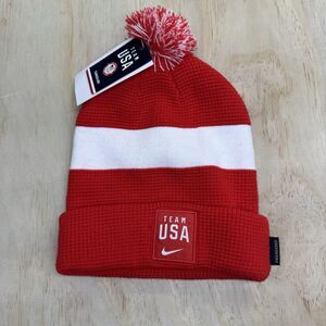 NEW Team USA Nike Sideline Cuffed Knit Hat With Pom Red OSFM